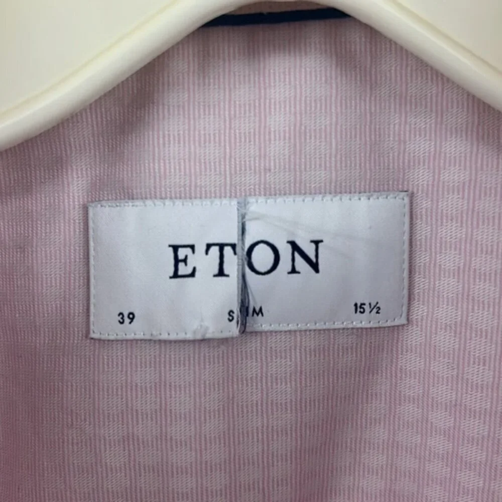 ETON pink gingham button up dress shirt 39 15.5 cotton